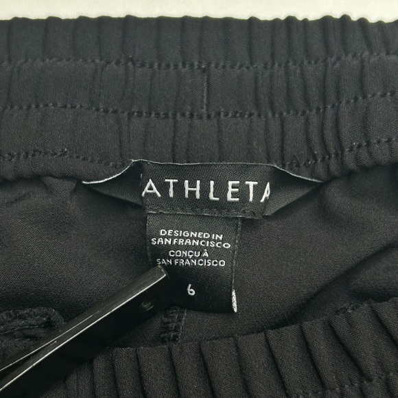 ATHLETA Endeavor Jogger Pants Size 6 Pintuck Pleat Drawstring Black 28x27 - Picture 14 of 15